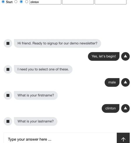 html form templates: Conversational form example by Space10
