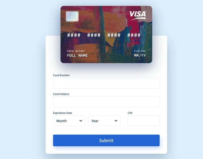 html form templates: Credit Card Form by Muhammad Erdem