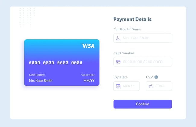 html form templates: Payment Form JS by Maria Marin