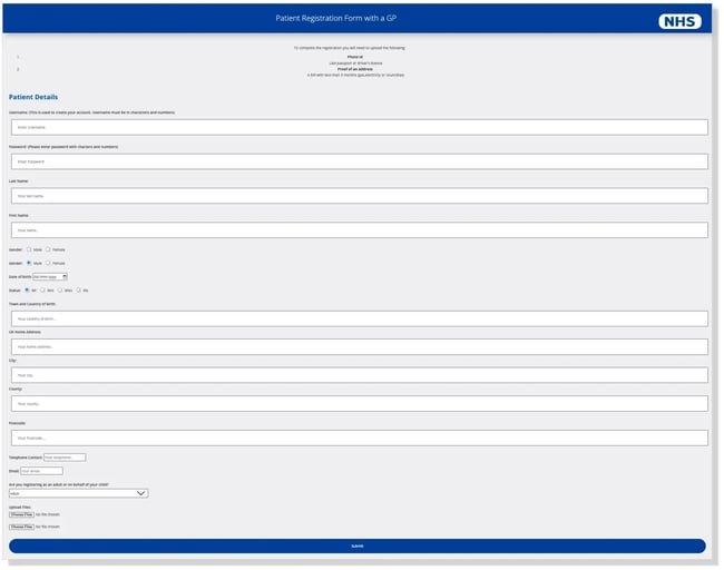 html form templates: Patient Registration by Tatenda