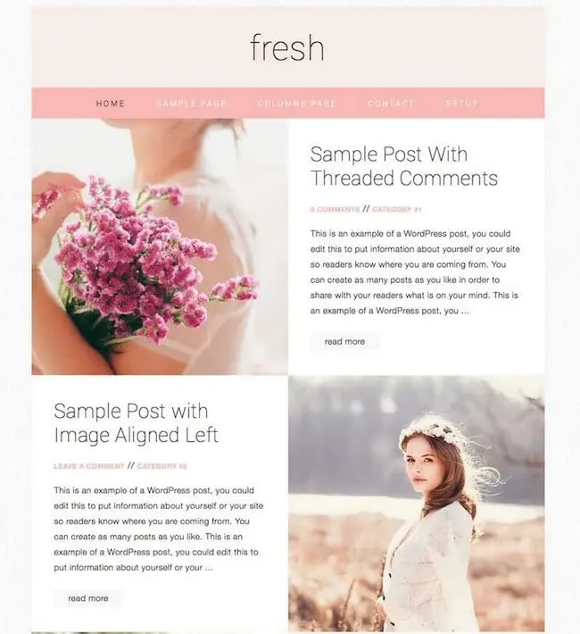 Free Genesis child theme Fresh homepage