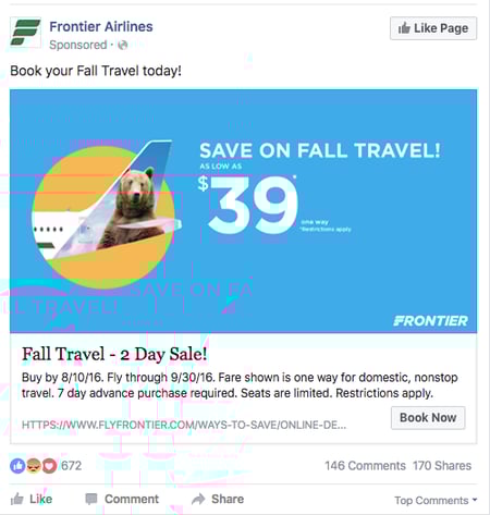 Clickable Facebook Ad Headline - Frontier