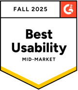 G2 badge : best usability mid-market winter 2023