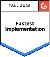 G2 Badge Winter 2023 Fastest Implementation Small Business