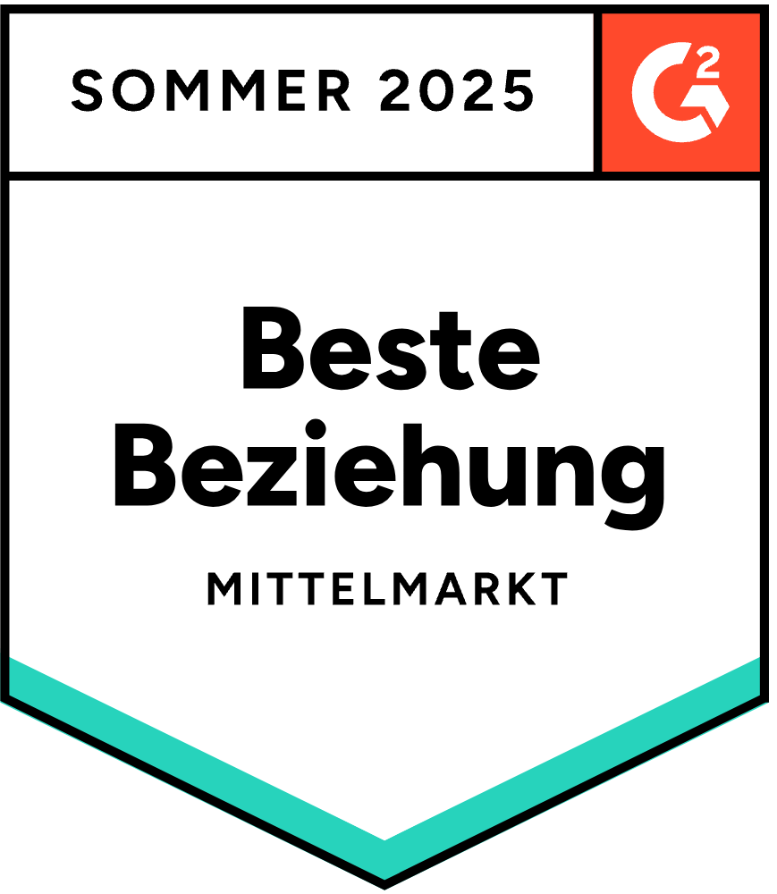 G2-Award-Abzeichen für CRM-System von HubSpot: Best Relationship, Frühjahr 2025