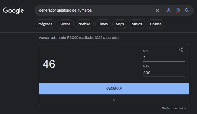 Generador aleatorio de números