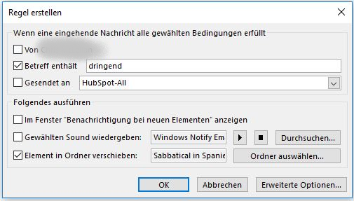 HubSpot-Regel-dringend-Outlook