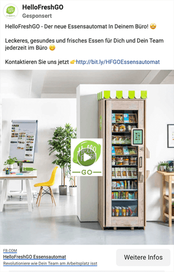 Screenshot Facebook Video Ad von Hello Fresh