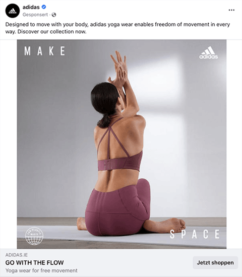 Screenshot Facebook Bild Ad von Adidas