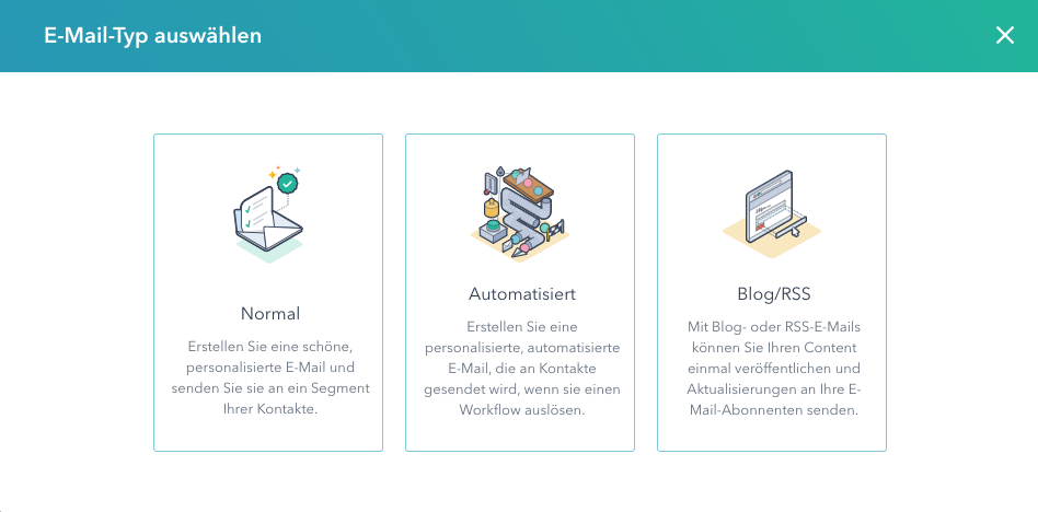 3 e-mail-typen mit hubspot erstellen