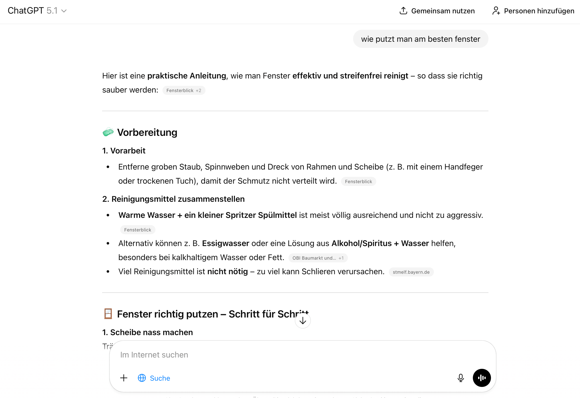 Screenshot von ChatGPT, um AEO zu demonstrieren