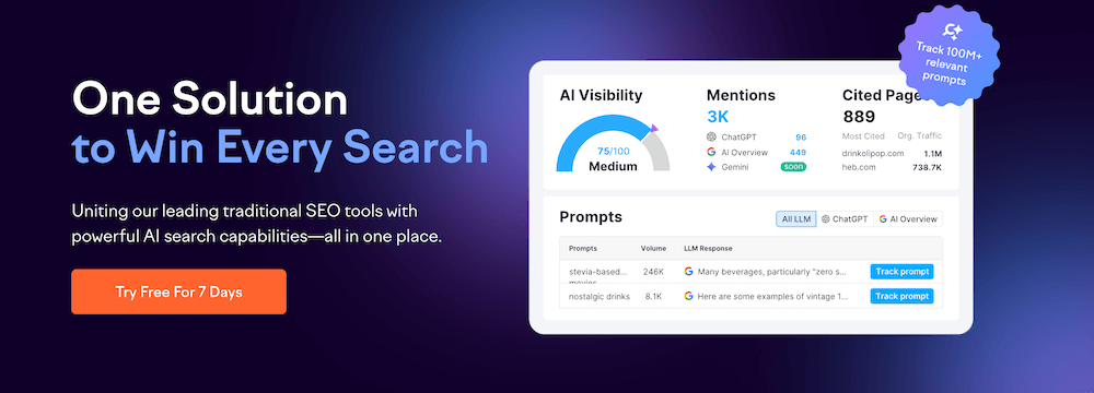 Screenshot der Semrush Website