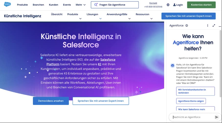 Salesforce KI-Plattform mit Agentforce-Chatassistent: Übersicht zu Einstein und generativer KI