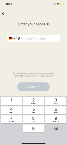 Clubhouse Anmeldung: Telefonnummer angeben
