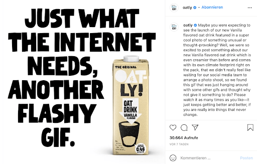 Copywriting Beispiel Oatly Haftermilch