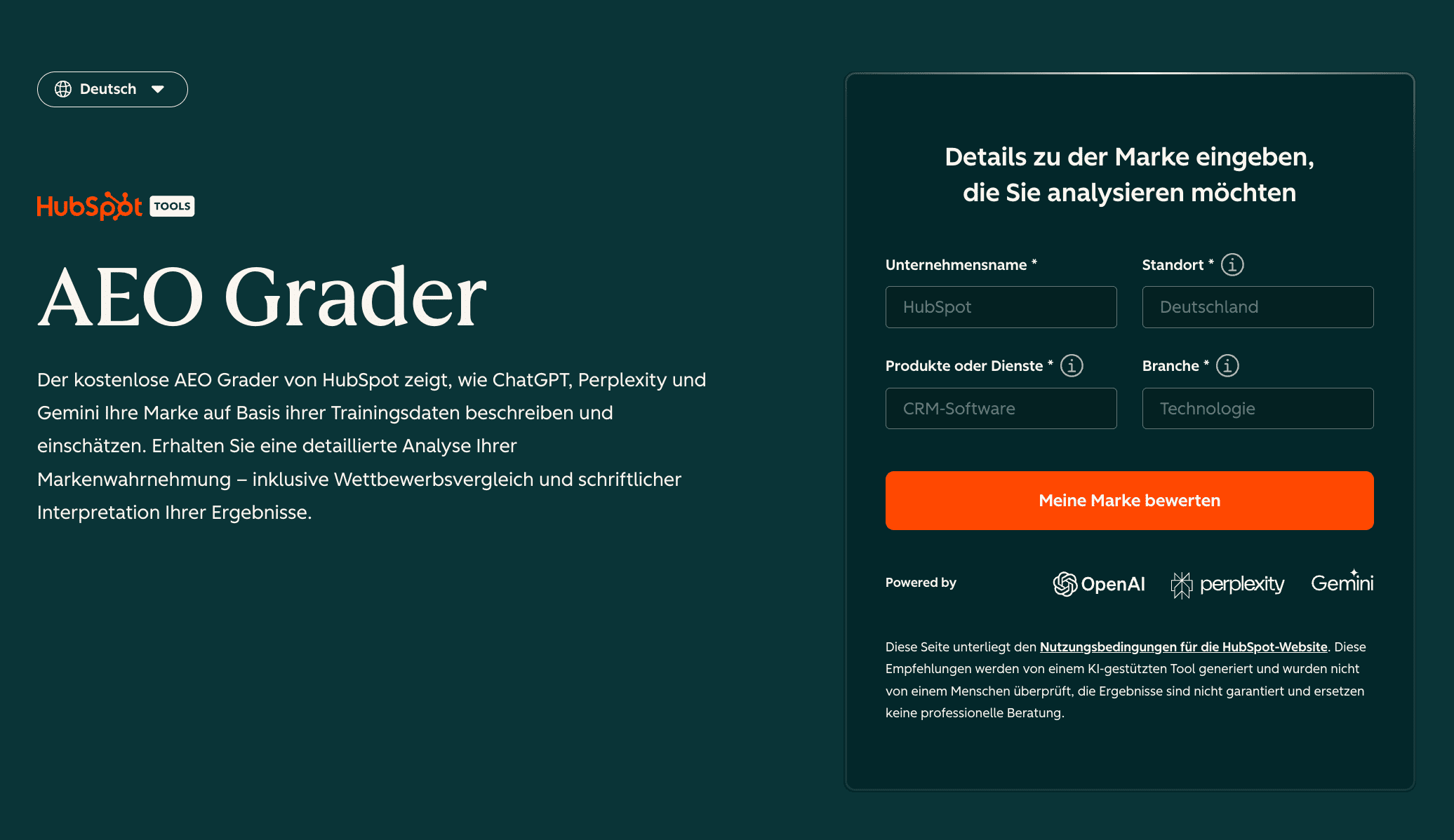 HubSpot's AI search grader