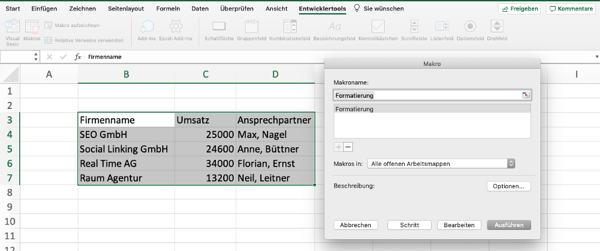 Arbeitsablauf im Marko abspeichern Beispiel