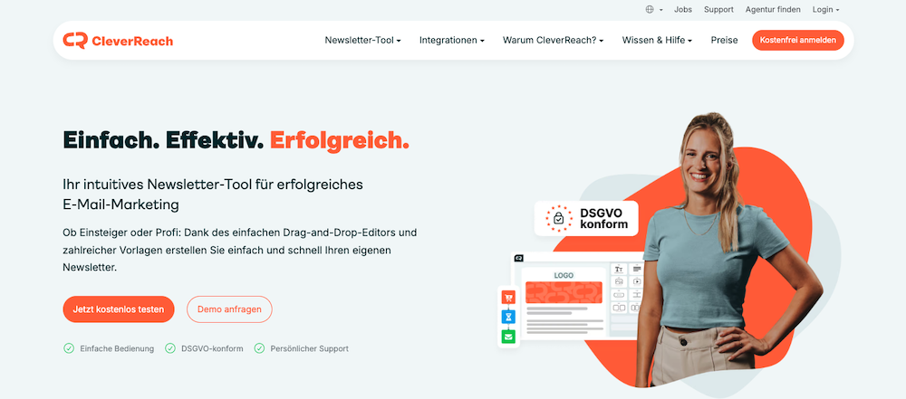 Screenshot der CleverReach Website