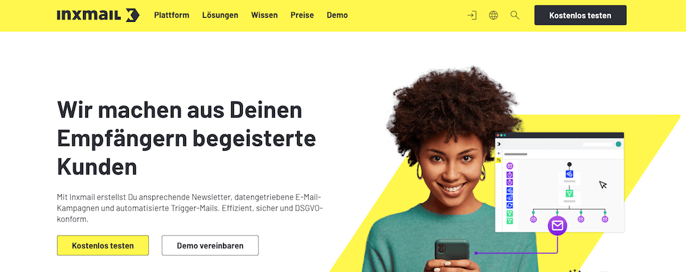 Screenshot der Inxmail-Website
