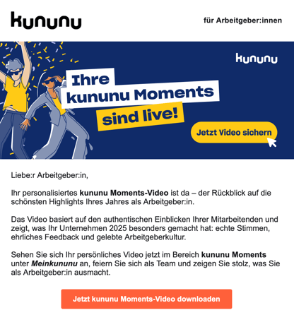 Screenshot einer E-Mail von Kununu