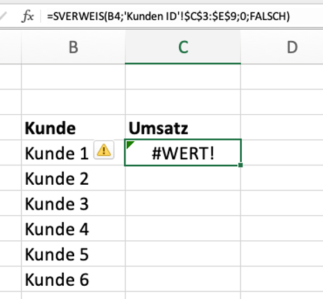 Excel SVERWEIS Wert