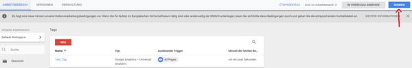 Screenshot Google Tag Manager - Tag aktiveren