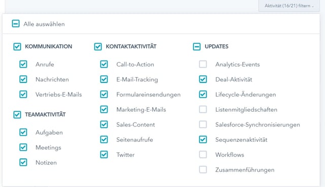 HubSpot CRM - Chroniken filtern HubSpot CRM - Chroniken filtern