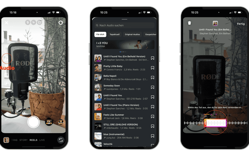Screenshot Instagram Audio-Einstellungen
