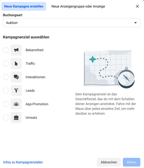 Kampagnenziel waehlen