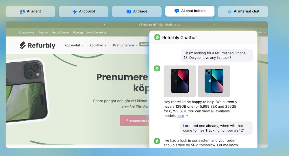Screenshot der eesel Website