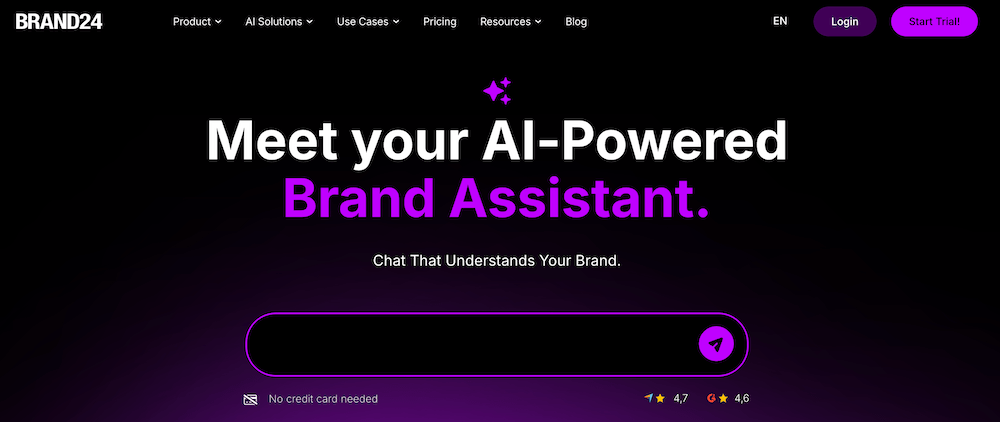 Screenshot der Brand24 Website