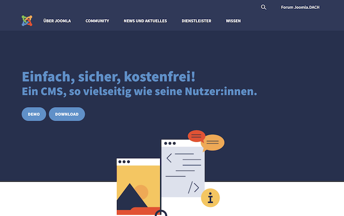 Screenshot der Joomla Website