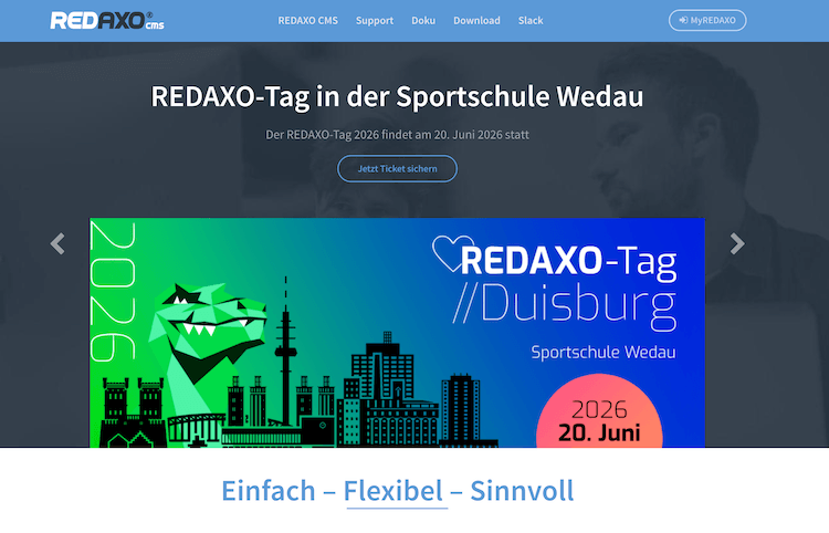 Screenshot der Redaxo Website