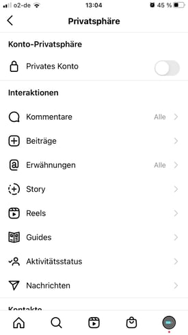Instagram Profile privat
