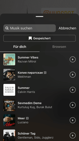 musik zu einer instagram story hinzufügen