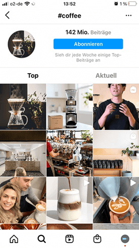 ergebnisse zum hashtag #coffee auf instagram