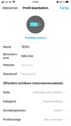 Instagram Bio anpassen