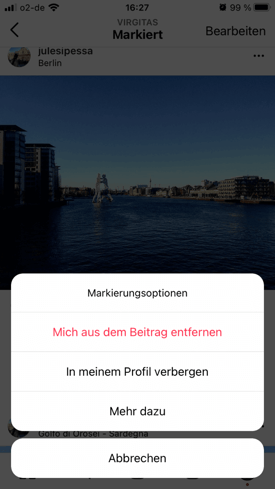 sich selbst aus einem beitrag in instagram entfernen