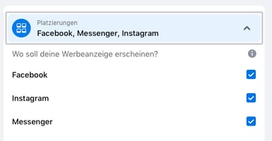 ausspielungen in facebook instagram und messenger ausgewählt