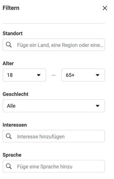 zielgruppe im business suite insights nach standort, alter, interessen und geschlecht festlegen