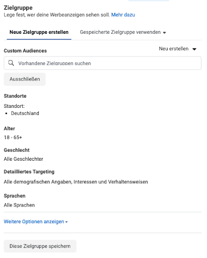 Facebook Werbung Targeting Möglichkeiten