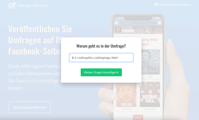 umfrage in facebook benennen