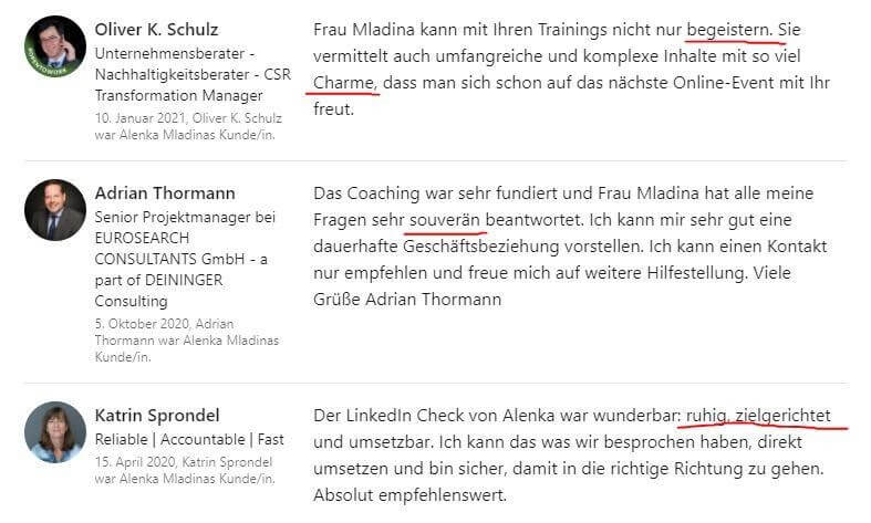 Empfehlungen auf LinkedIn als Informationsquelle fürs Social Selling