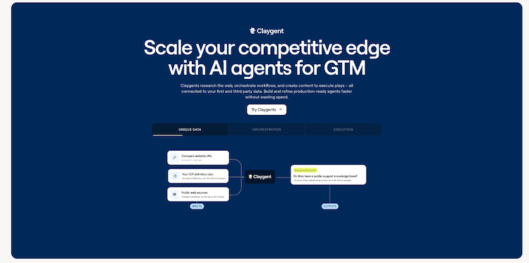 Screenshot der Claygent Website