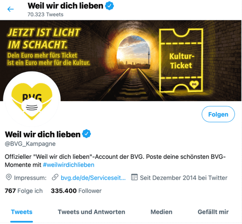 Social-Media-Kampagne BVG #weilwirdichlieben