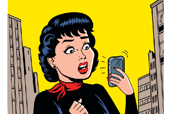 Grafik Frau hat Telefonphobie und Angst vorm Telefonieren