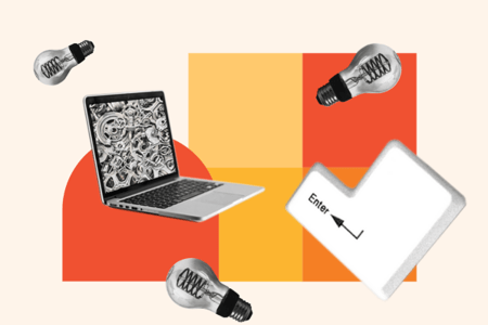 Stilistische Darstellung eines Laptops mit einem WYSIWYG-Editor