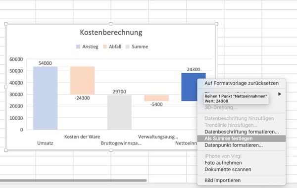 Wasserfalldiagramm-mit-Excel- zwischensumme und endsumme