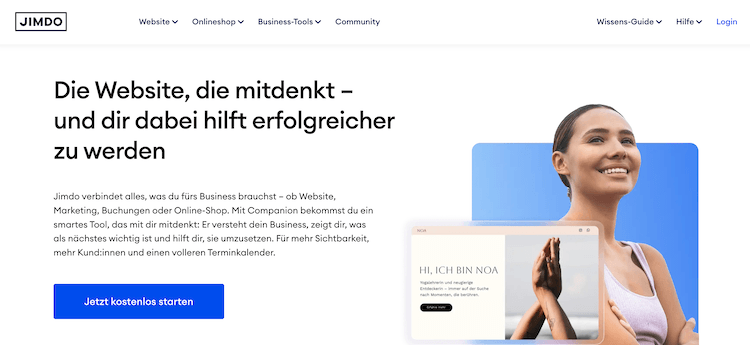 Screenshot des Jimdo Website Builder