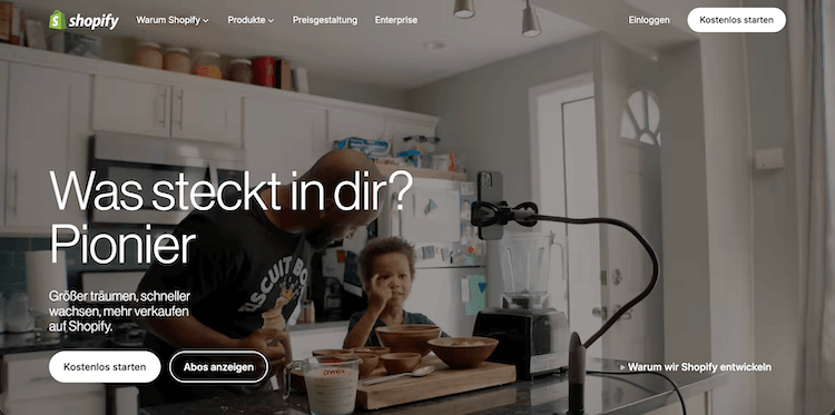 Screenshot des Shopify Website Builder